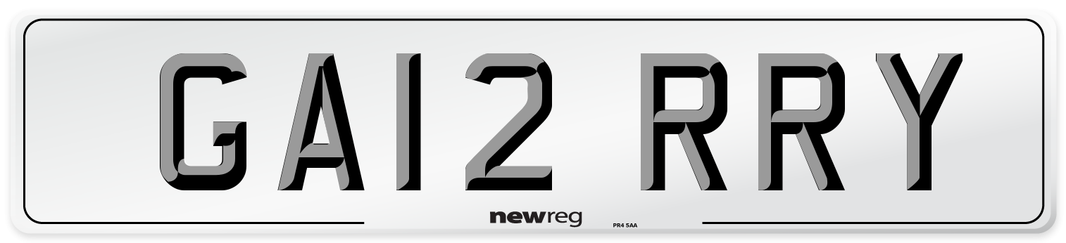 GA12 RRY Number Plate from New Reg